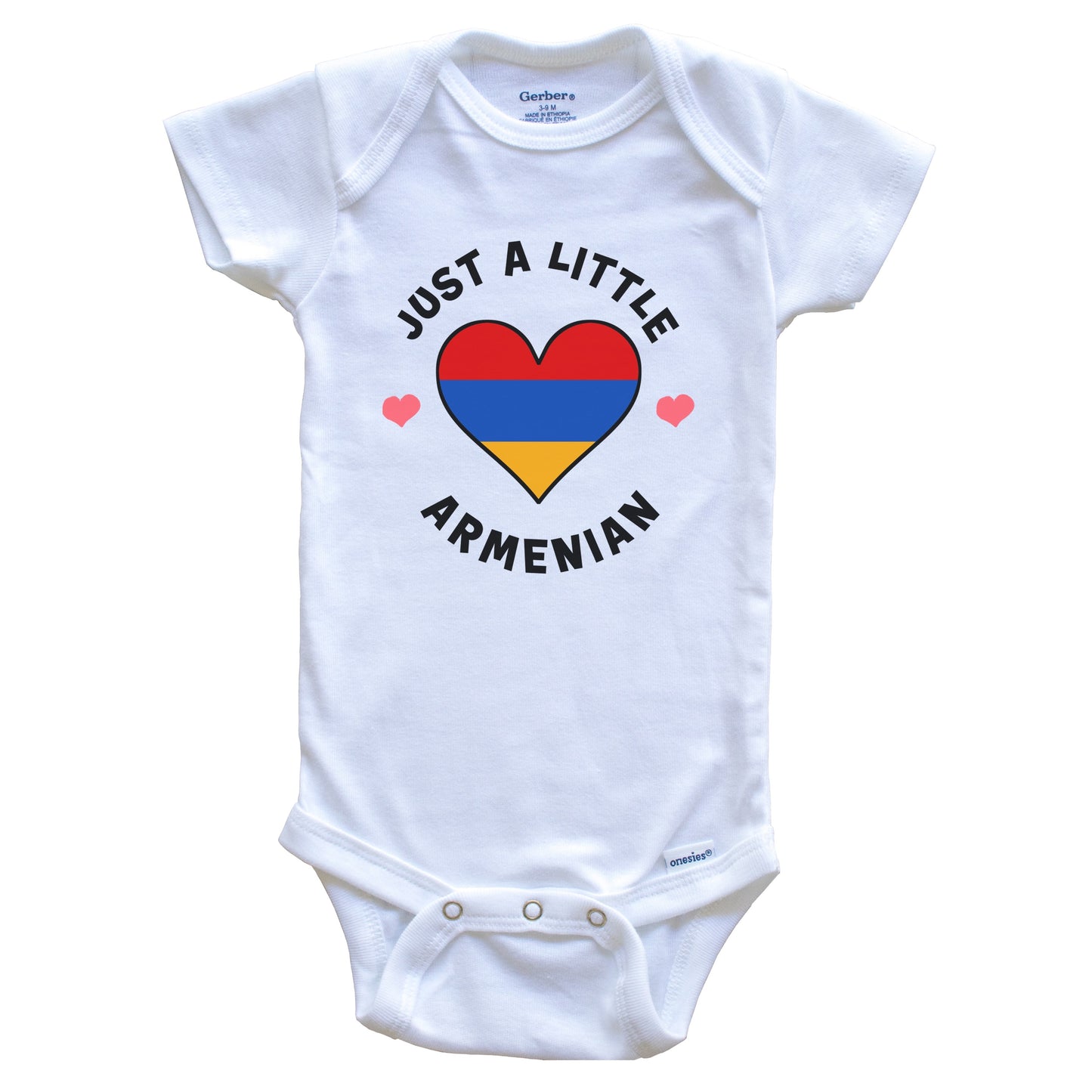 Armenian Flag Heart Just A Little Armenian Armenia Baby Bodysuit