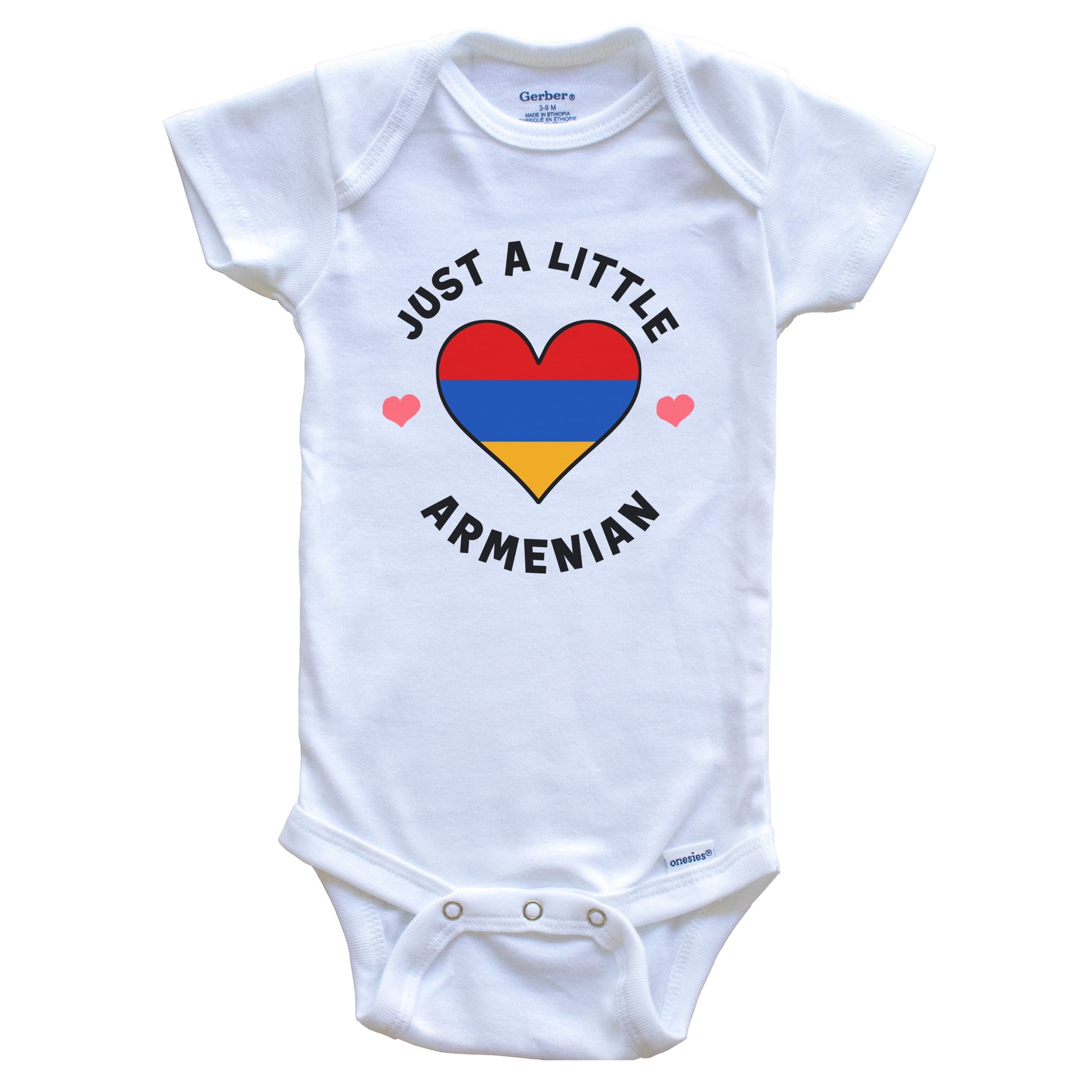 Armenian Flag Heart Just A Little Armenian Armenia Baby Bodysuit