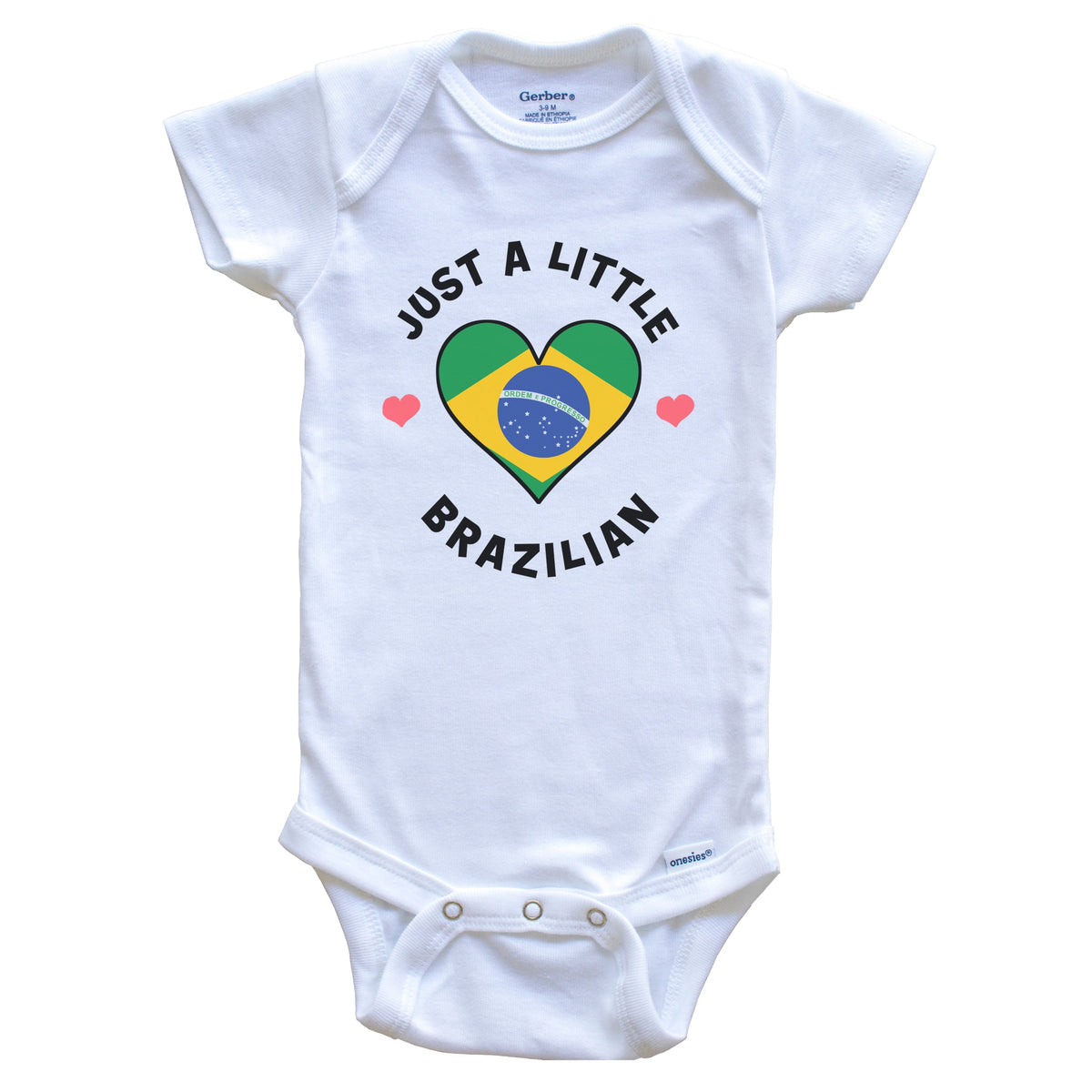 Brazilian Flag Heart Just A Little Brazilian Brazil Baby Bodysuit
