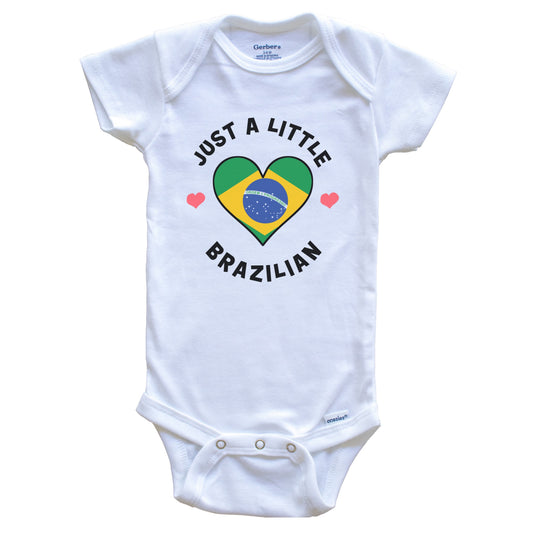 Brazilian Flag Heart Just A Little Brazilian Brazil Baby Bodysuit