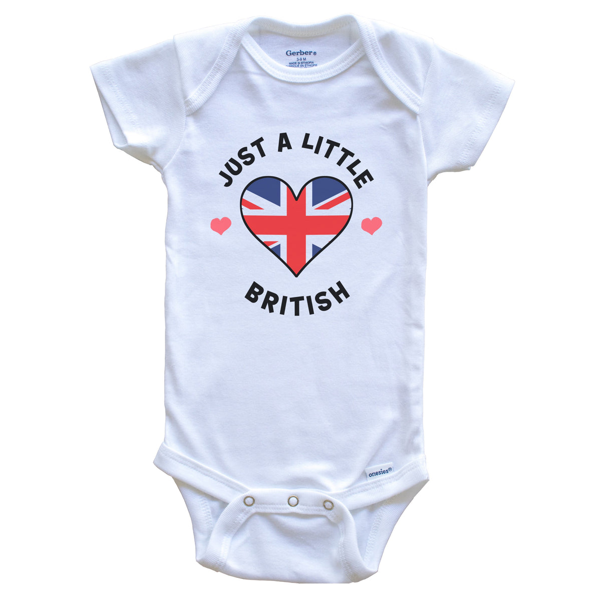 British Flag Heart Just A Little British UK Baby Bodysuit