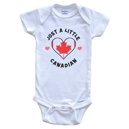Canadian Flag Heart Just A Little Canadian Canada Baby Bodysuit