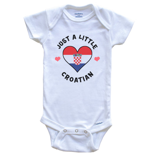 Croatian Flag Heart Just A Little Croatian Croatia Baby Bodysuit