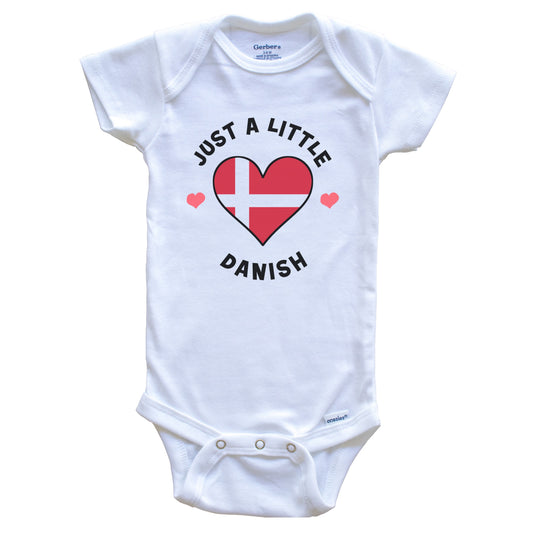 Danish Flag Heart Just A Little Danish Denmark Baby Bodysuit