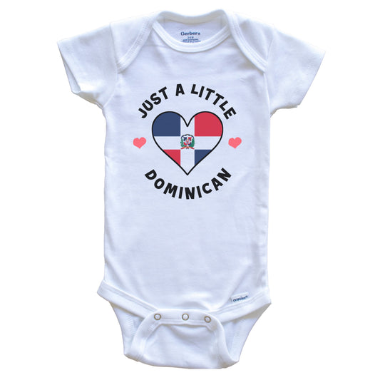 Dominican Flag Heart Just A Little Dominican Republic Baby Bodysuit