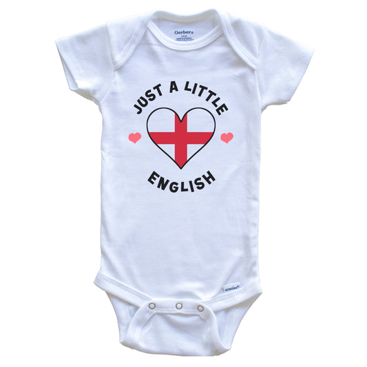 English Flag Heart Just A Little English England Baby Bodysuit
