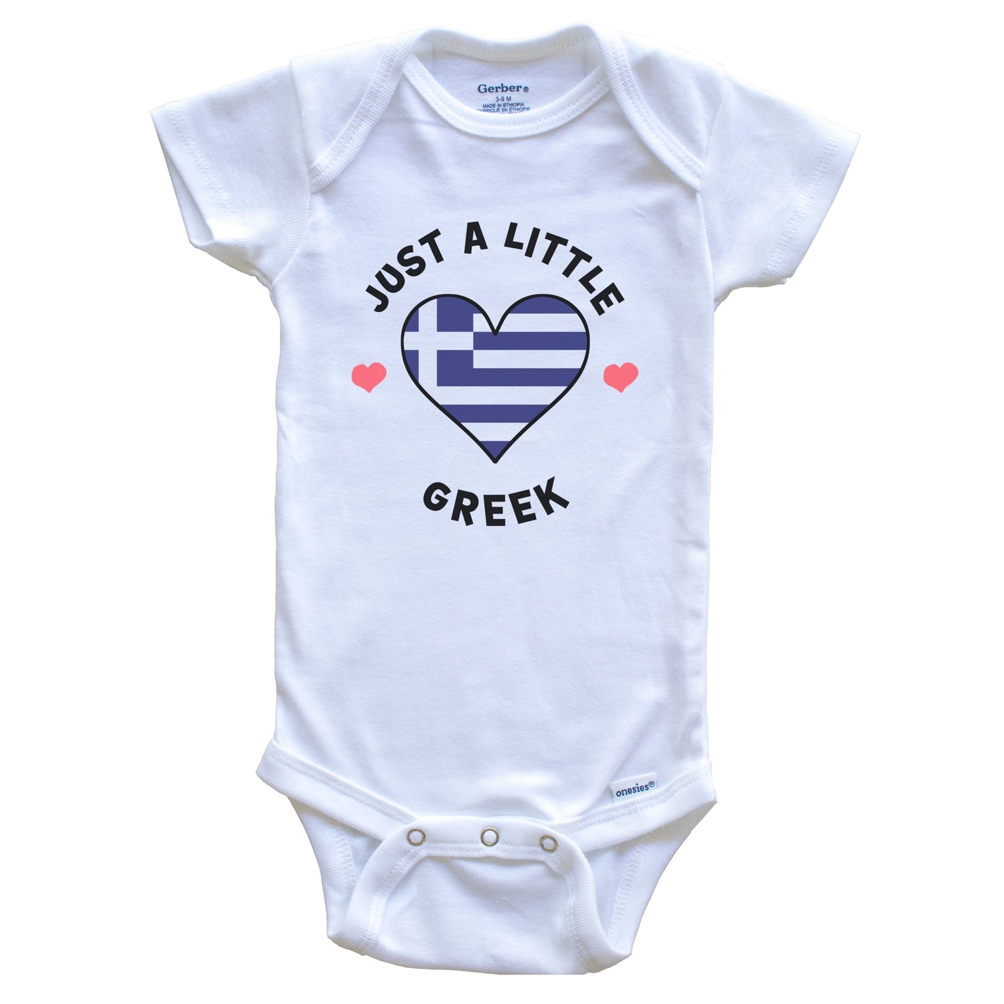 Greek Flag Heart Just A Little Greek Greece Baby Bodysuit