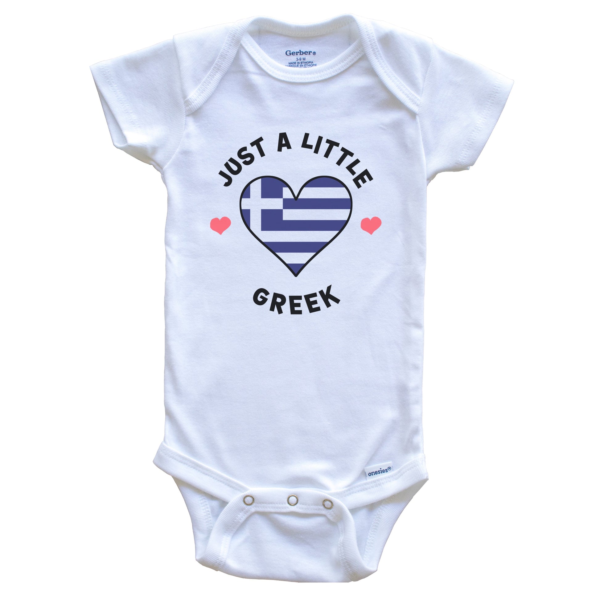 Greek Flag Heart Just A Little Greek Greece Baby Bodysuit