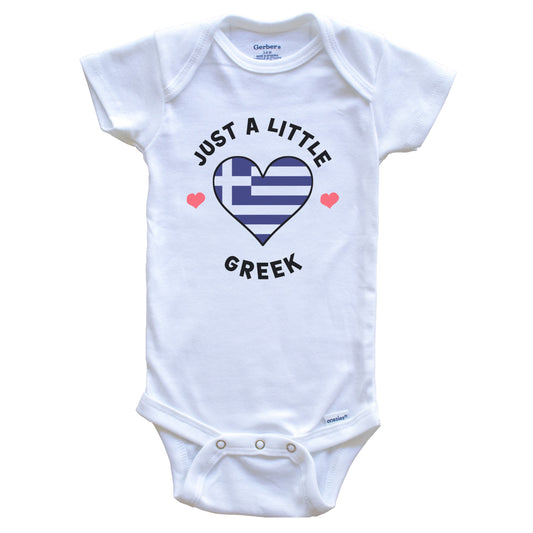 Greek Flag Heart Just A Little Greek Greece Baby Bodysuit