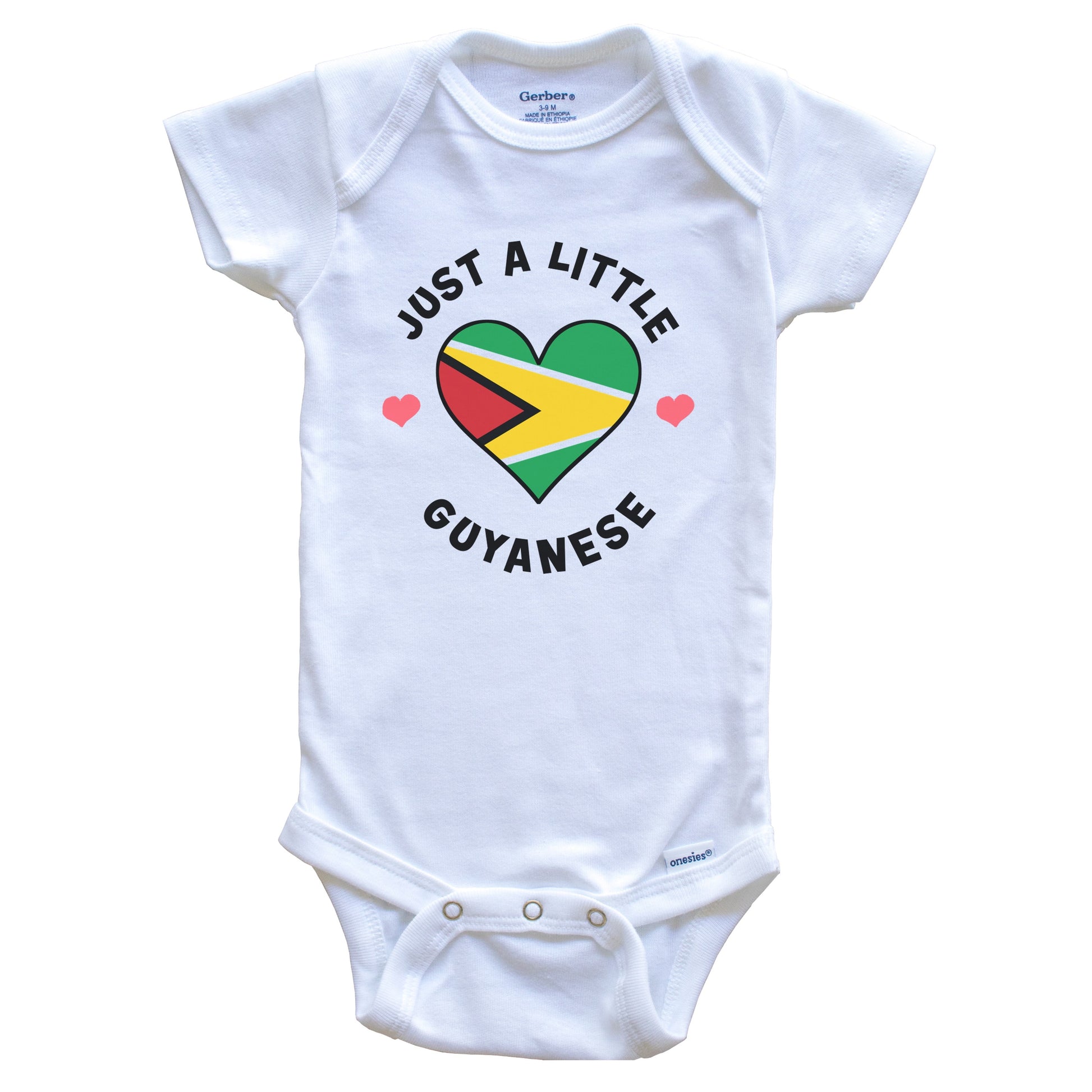 Guyanese Flag Heart Just A Little Guyanese Guyana Baby Bodysuit