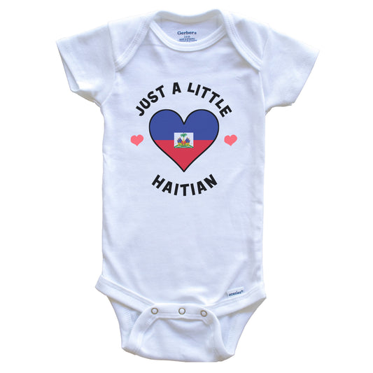 Haitian Flag Heart Just A Little Haitian Haiti Baby Bodysuit