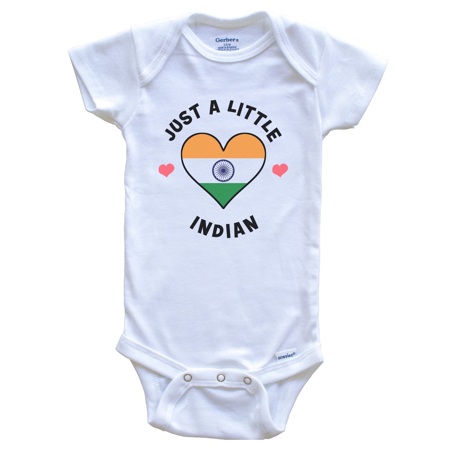Indian Flag Heart Just A Little Indian India Baby Bodysuit