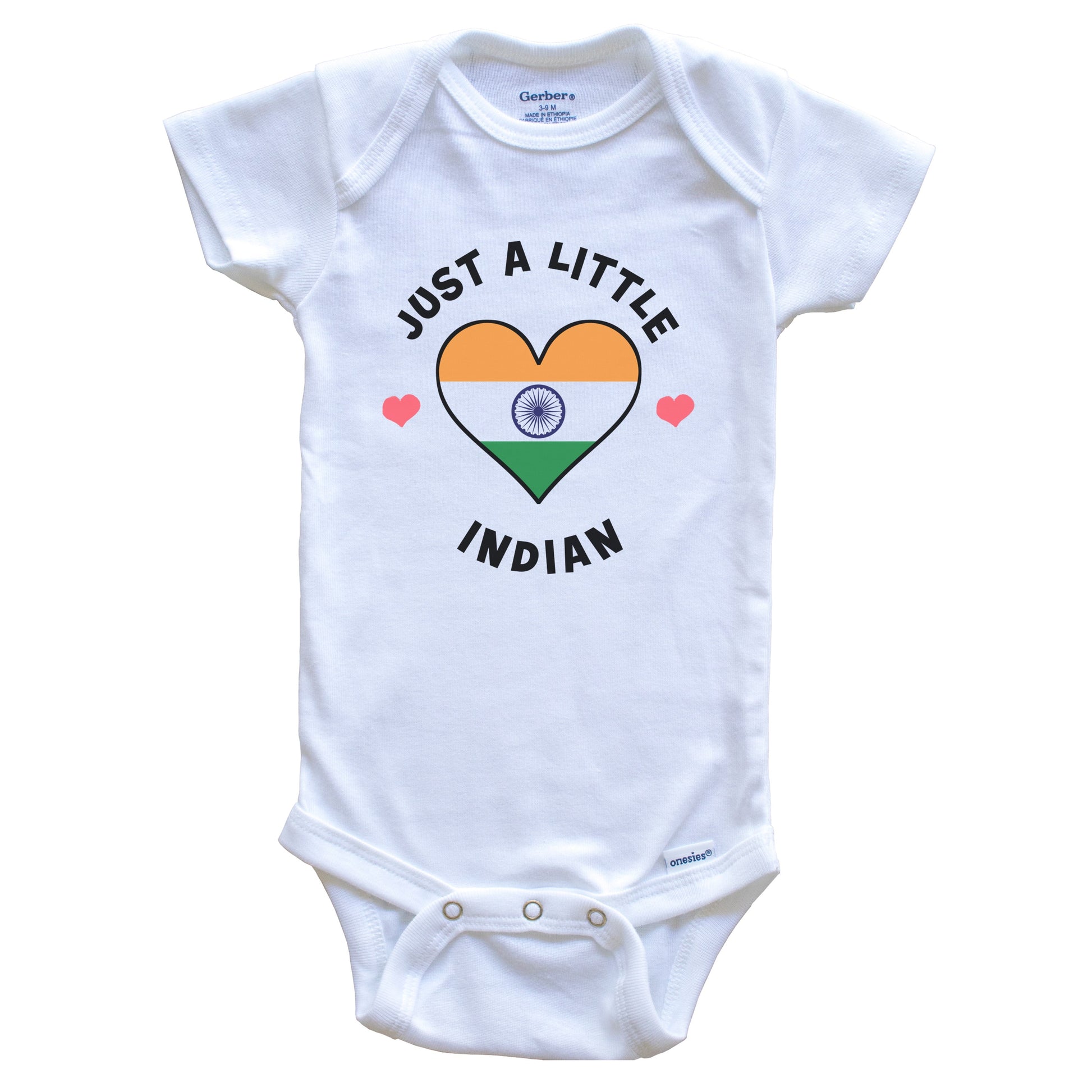 Indian Flag Heart Just A Little Indian India Baby Bodysuit