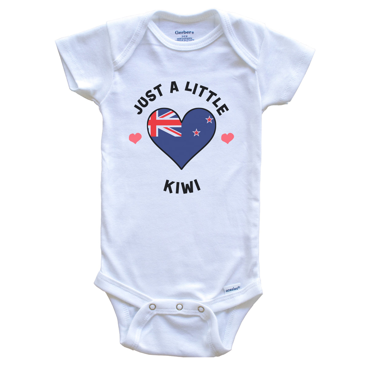 Kiwi Flag Heart Just A Little Kiwi New Zealand Baby Bodysuit