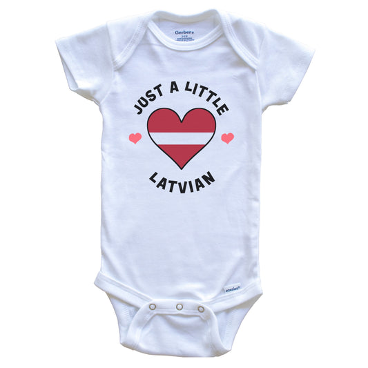 Latvian Flag Heart Just A Little Latvian Latvia Baby Bodysuit