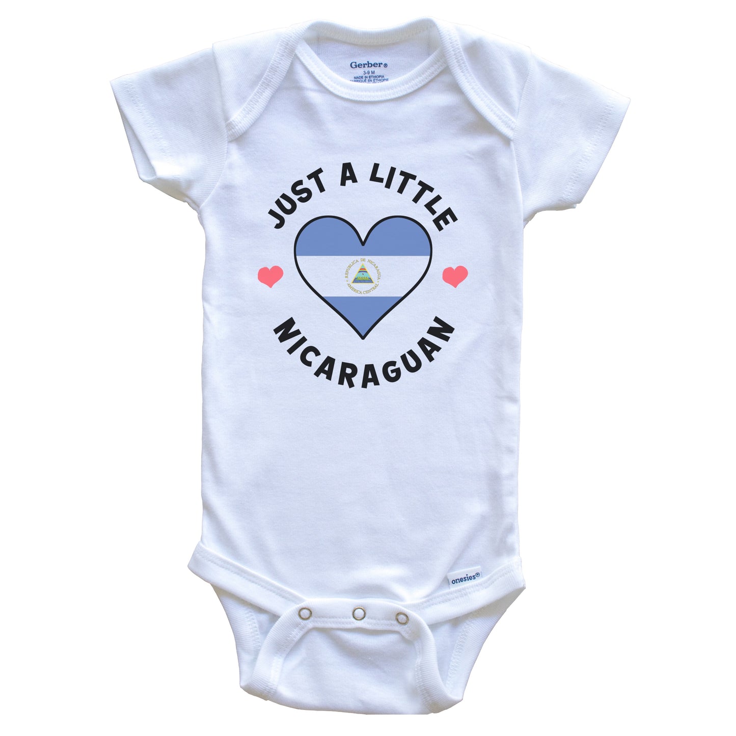 Nicaraguan Flag Heart Just A Little Nicaraguan Nicaragua Baby Bodysuit