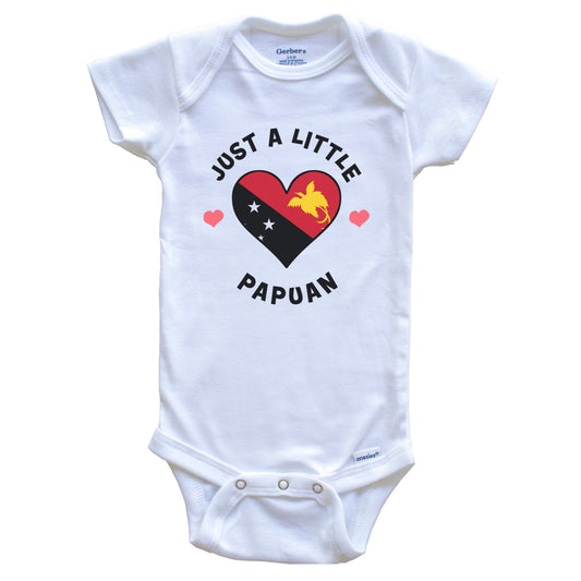 Papuan Flag Heart Just A Little Papuan Papua New Guinea Baby Bodysuit