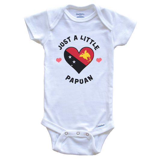 Papuan Flag Heart Just A Little Papuan Papua New Guinea Baby Bodysuit