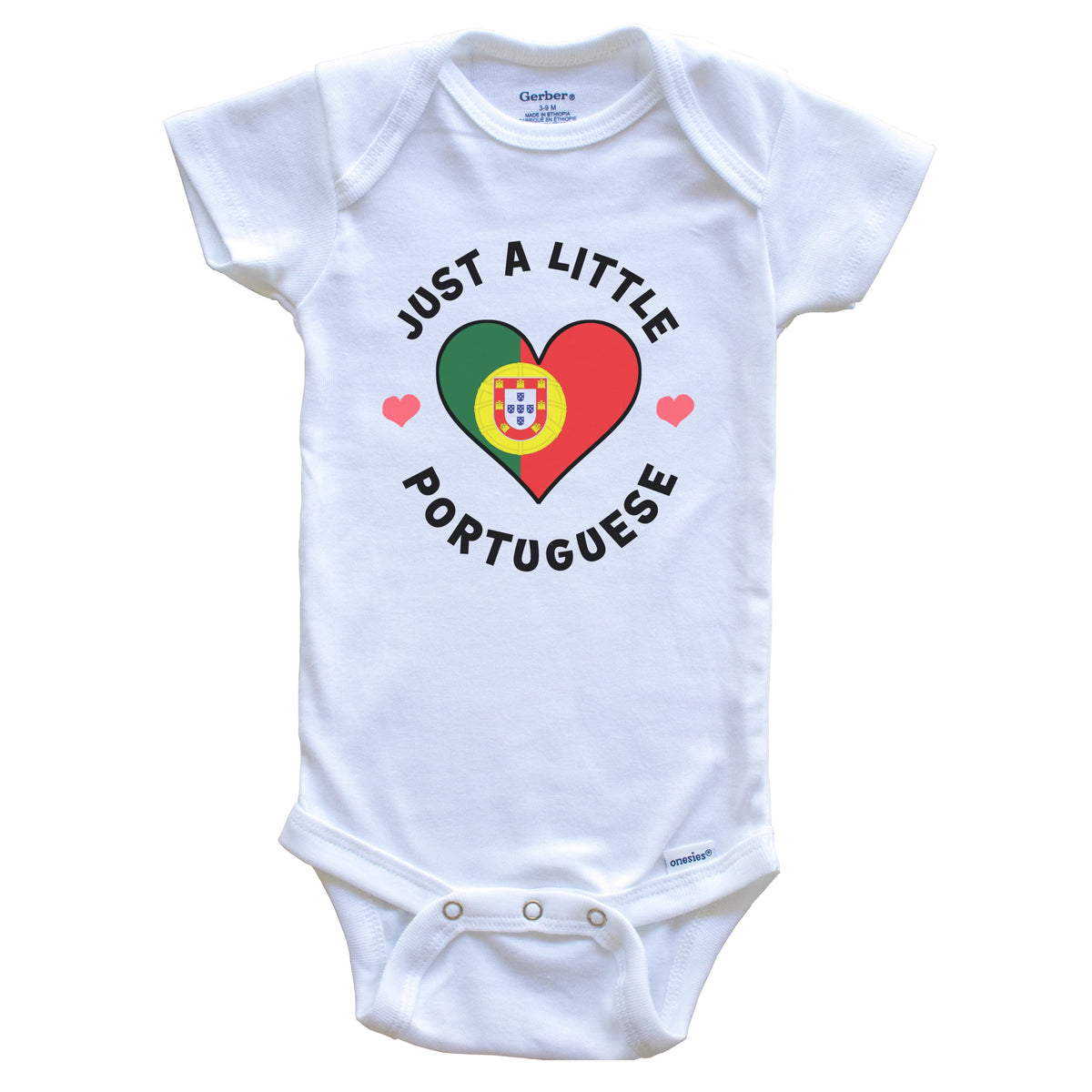 Portuguese Flag Heart Just A Little Portuguese Portugal Baby Bodysuit