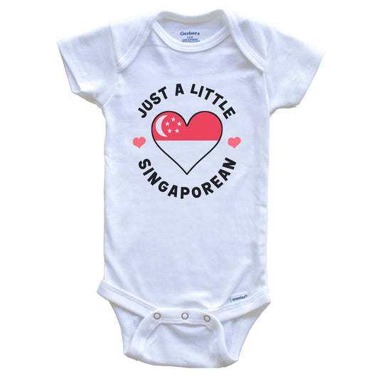 Singaporean Flag Heart Just A Little Singaporean Singapore Baby Bodysuit