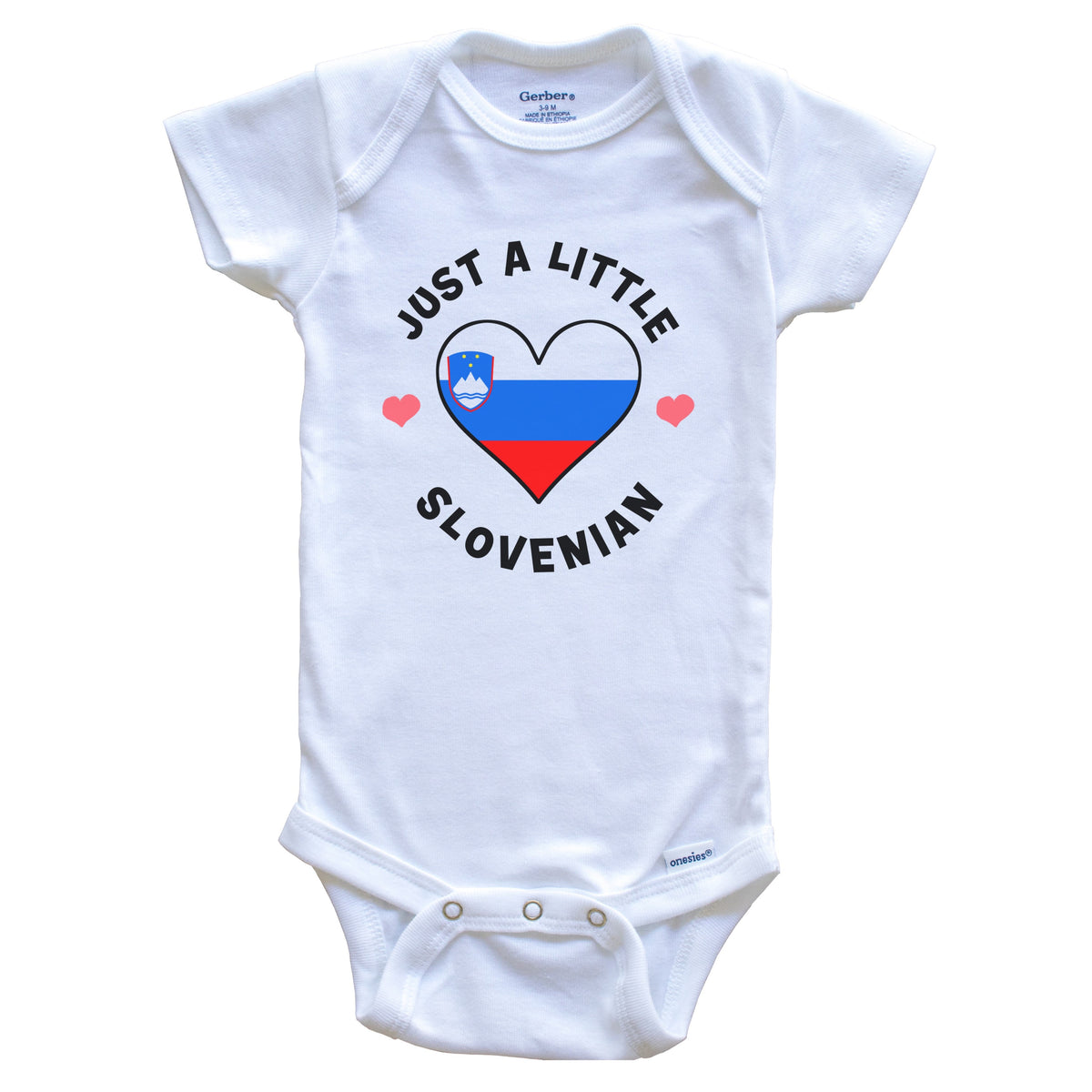 Slovenian Flag Heart Just A Little Slovenian Slovenia Baby Bodysuit