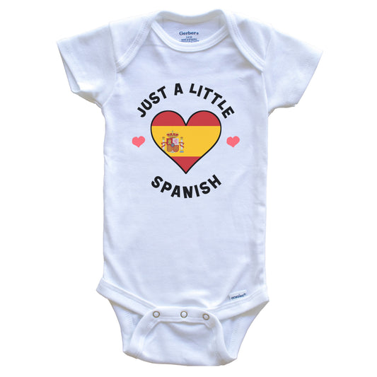 Spanish Flag Heart Just A Little Spanish Spain Baby Bodysuit