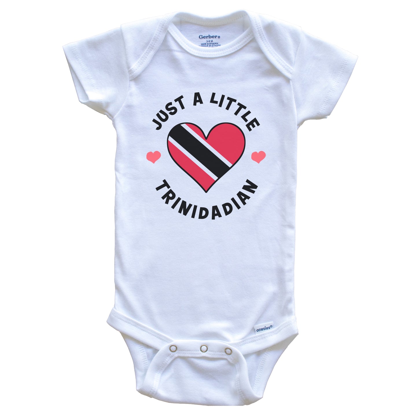 Trinidadian Flag Heart Just A Little Trinidadian Trinidad and Tobago Baby Bodysuit