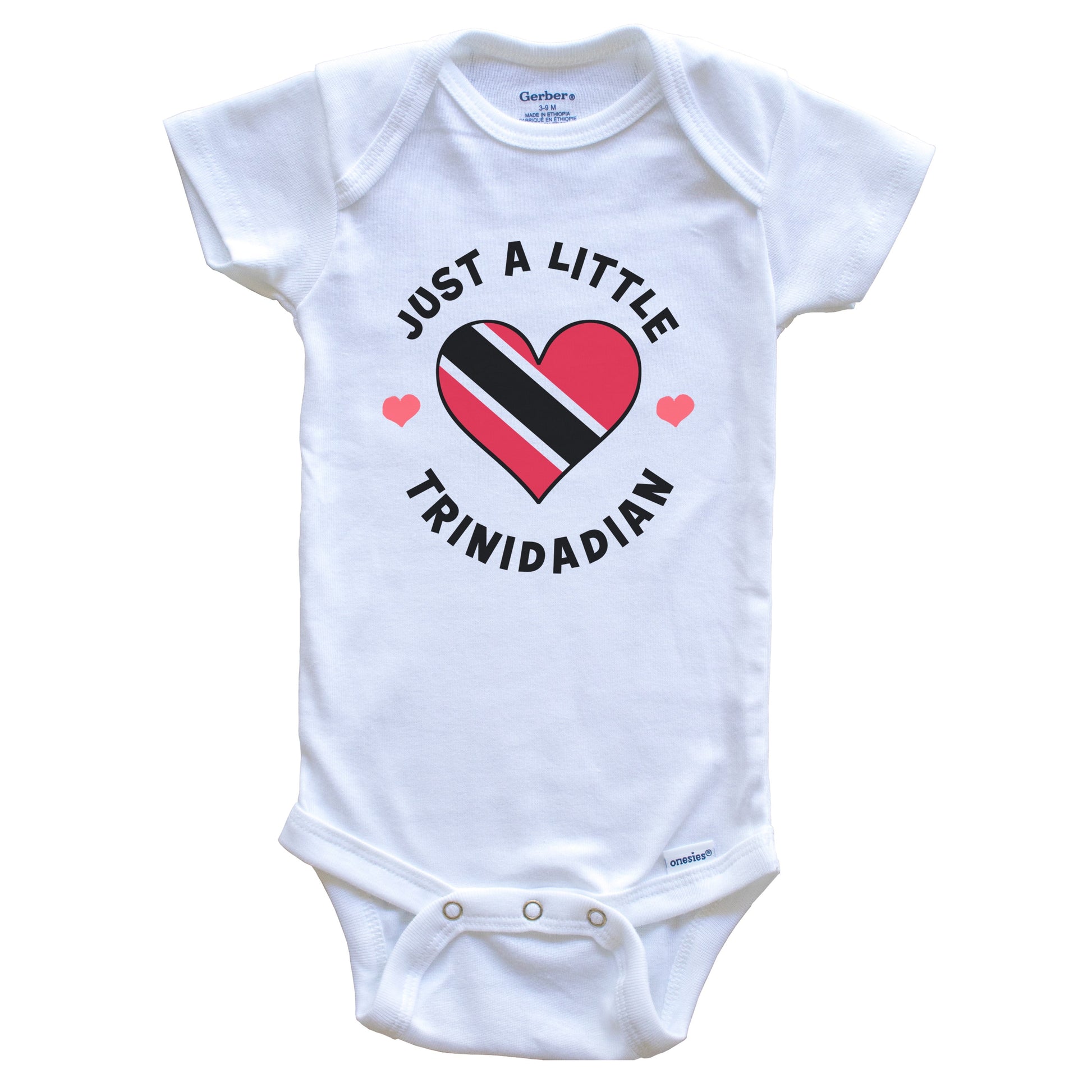 Trinidadian Flag Heart Just A Little Trinidadian Trinidad and Tobago Baby Bodysuit