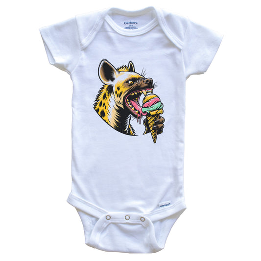 Hyena Eating Ice Cream Funny Cartoon Summer Baby Bodysuit