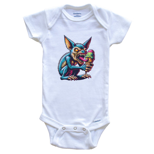 Chupacabra Eating Ice Cream Funny Cartoon Summer Cryptid Baby Bodysuit