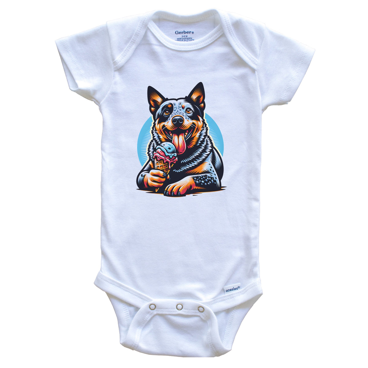 Australian Cattle Dog Eating Ice Cream Cone Cute Dog Baby Bodysuit