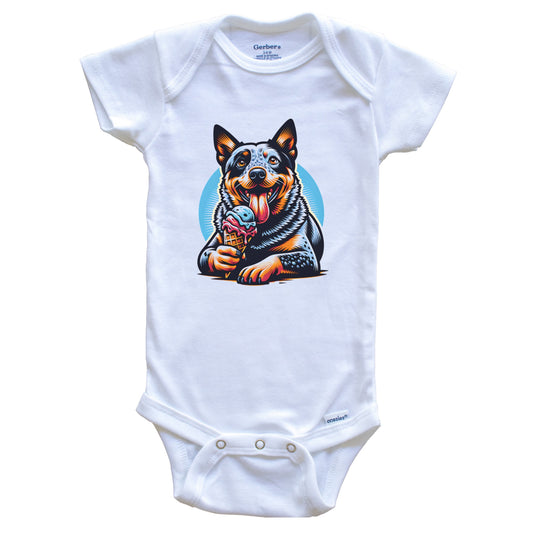 Australian Cattle Dog Eating Ice Cream Cone Cute Dog Baby Bodysuit