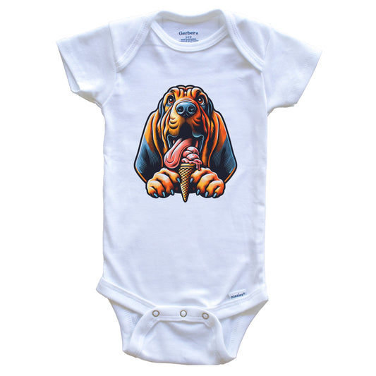 Bloodhound Eating Ice Cream Cone Cute Dog Baby Bodysuit