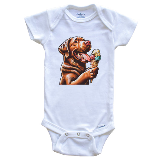 Chesapeake Bay Retriever Eating Ice Cream Cone Cute Dog Baby Bodysuit