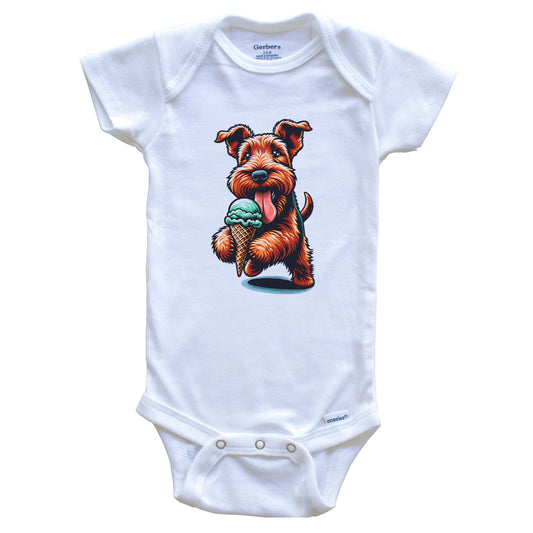 Irish Terrier Eating Ice Cream Cone Cute Dog Baby Bodysuit