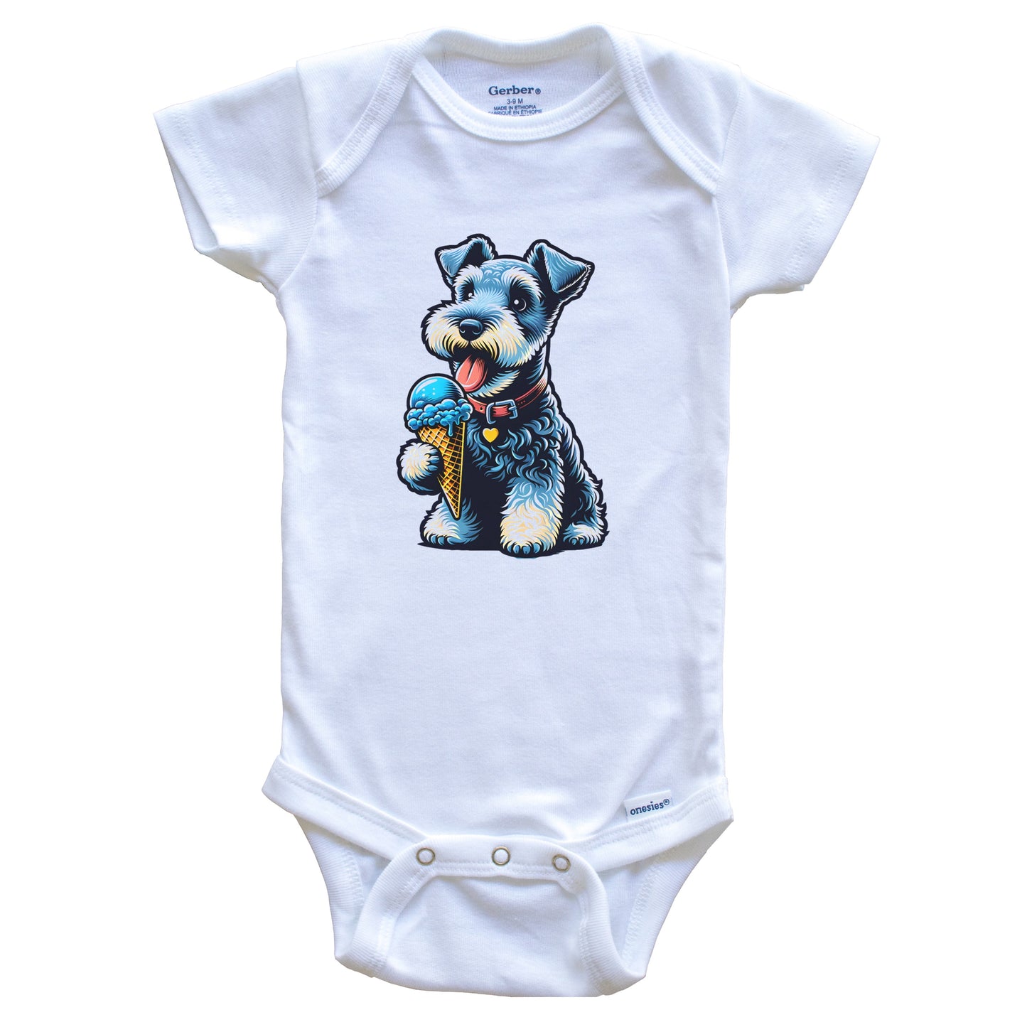 Kerry Blue Terrier Eating Ice Cream Cone Cute Dog Baby Bodysuit