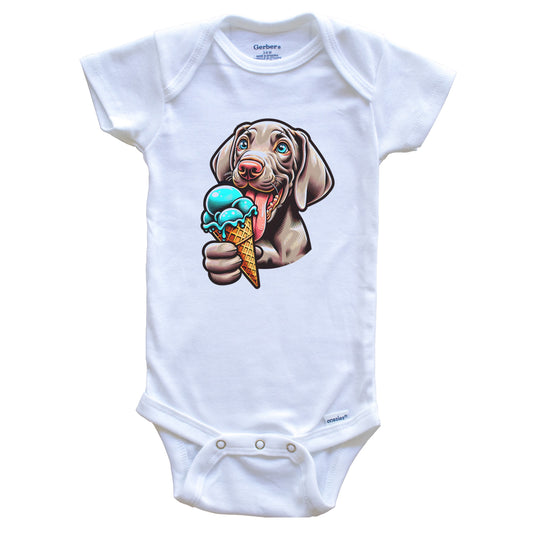 Weimaraner Eating Ice Cream Cone Cute Dog Baby Bodysuit