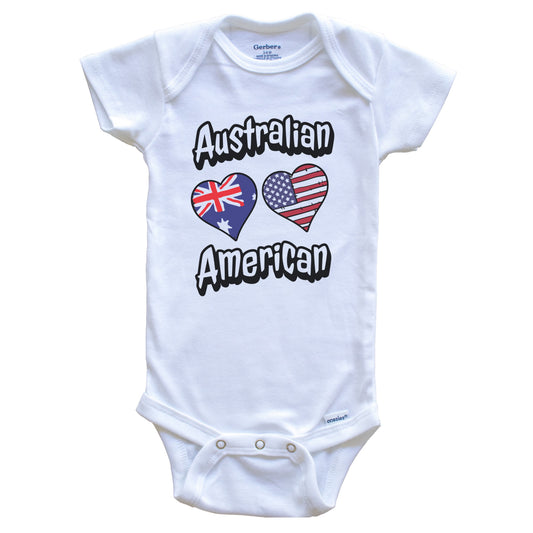 Australian American Flag Hearts Combo Australia Baby Bodysuit