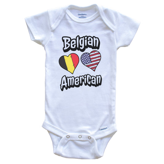 Belgian American Flag Hearts Combo Belgium Baby Bodysuit
