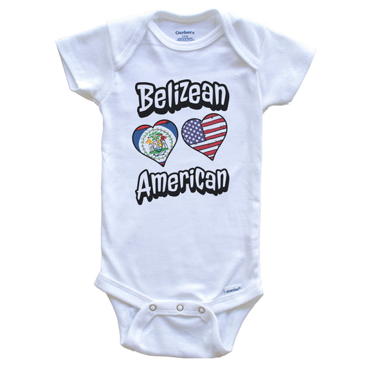 Belizean American Flag Hearts Combo Belize Baby Bodysuit
