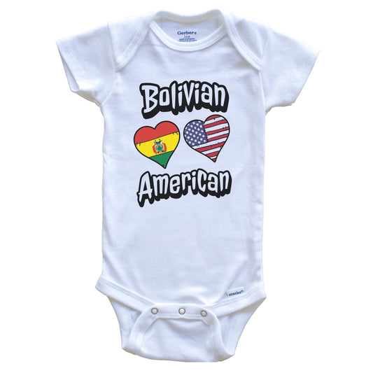 Bolivian American Flag Hearts Combo Bolivia Baby Bodysuit