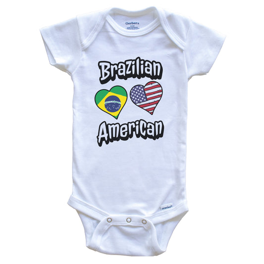 Brazilian American Flag Hearts Combo Brazil Baby Bodysuit