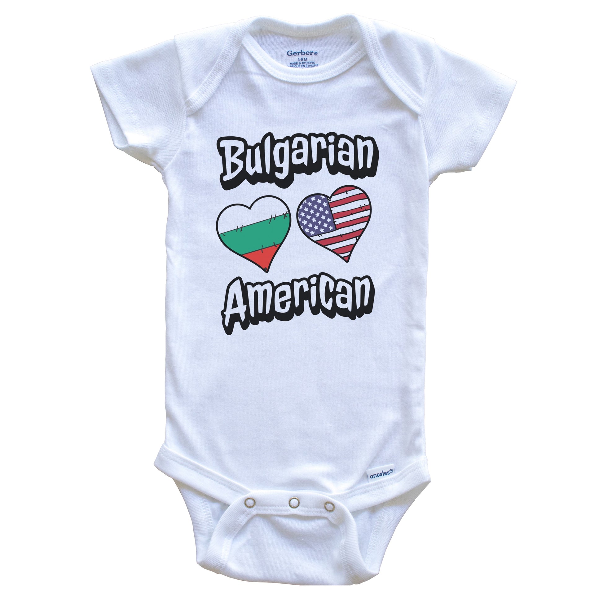 Bulgarian American Flag Hearts Combo Bulgaria Baby Bodysuit