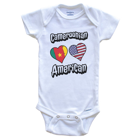 Cameroonian American Flag Hearts Combo Cameroon Baby Bodysuit