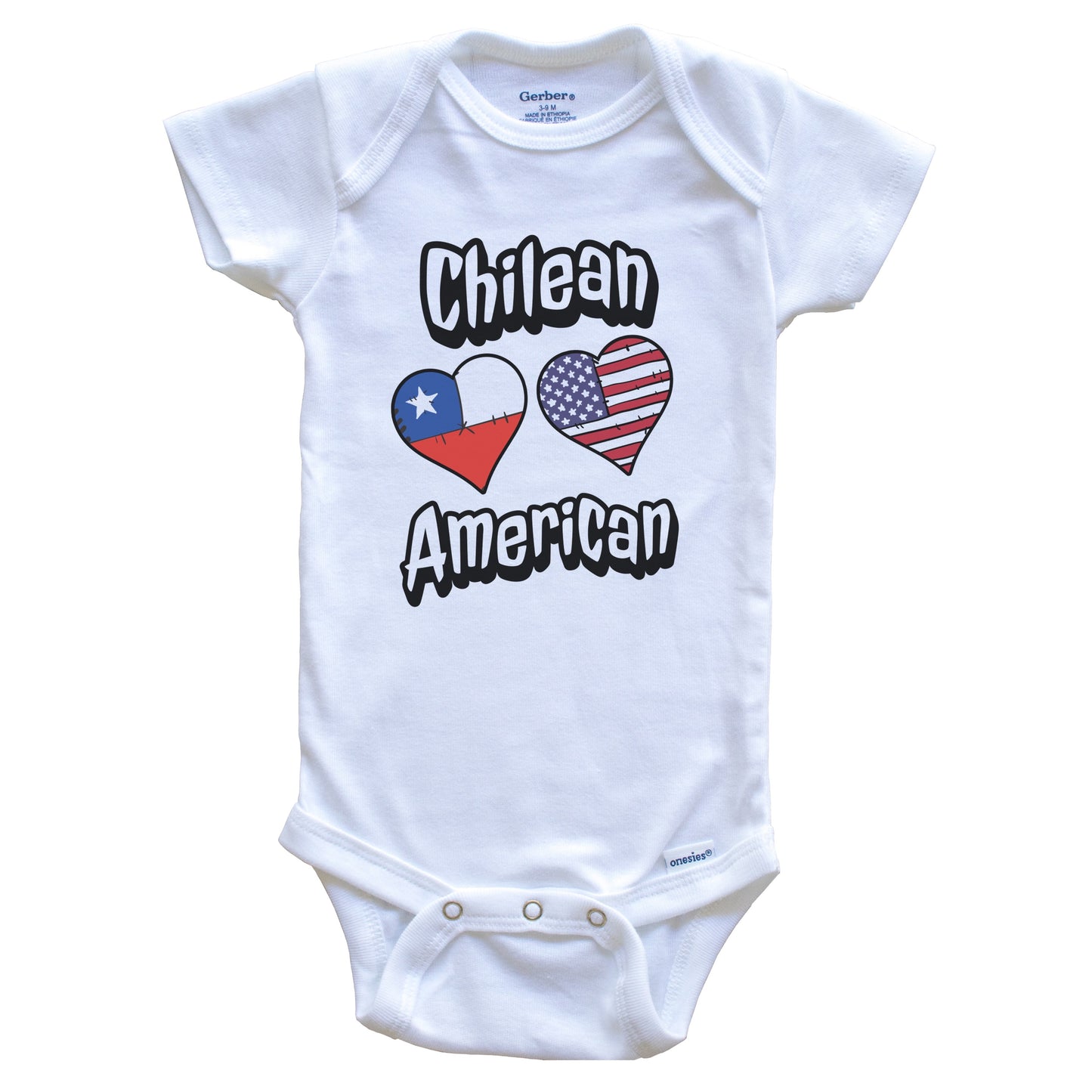 Chilean American Flag Hearts Combo Chile Baby Bodysuit