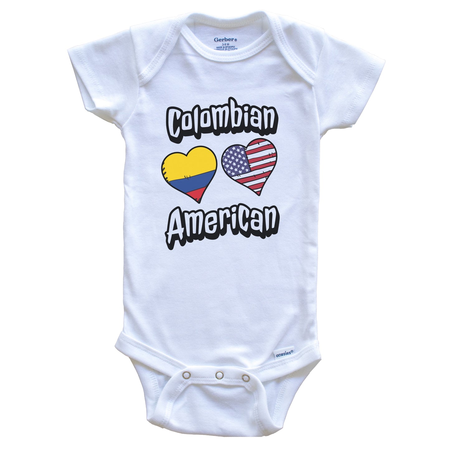 Colombian American Flag Hearts Combo Colombia Baby Bodysuit