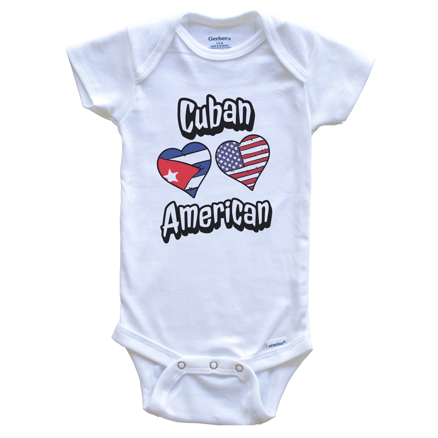 Cuban American Flag Hearts Combo Cuba Baby Bodysuit