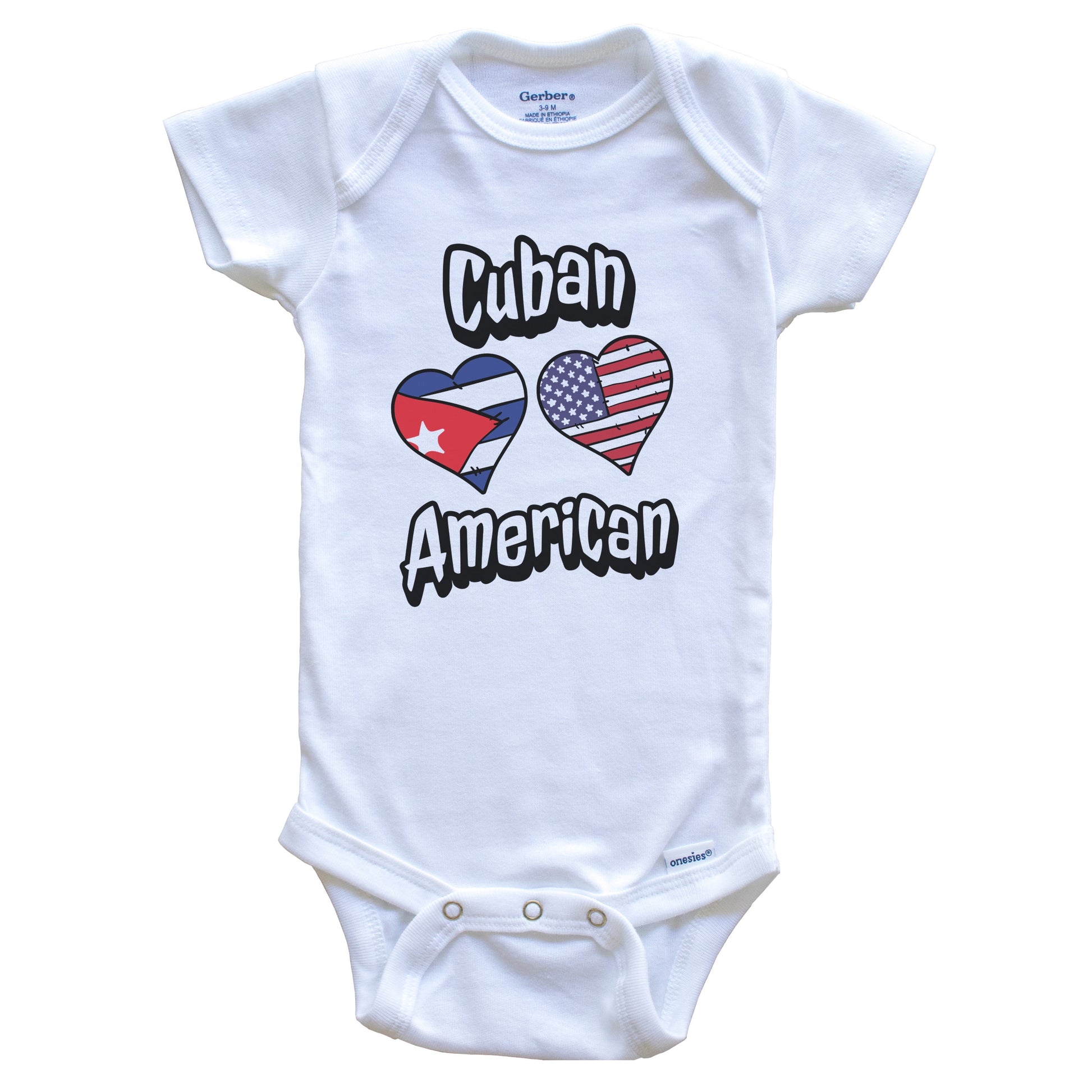 Cuban American Flag Hearts Combo Cuba Baby Bodysuit