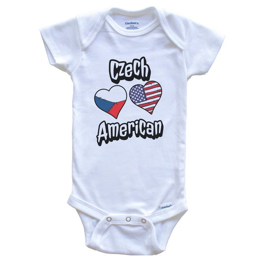 Czech American Flag Hearts Combo Czech Republic Baby Bodysuit