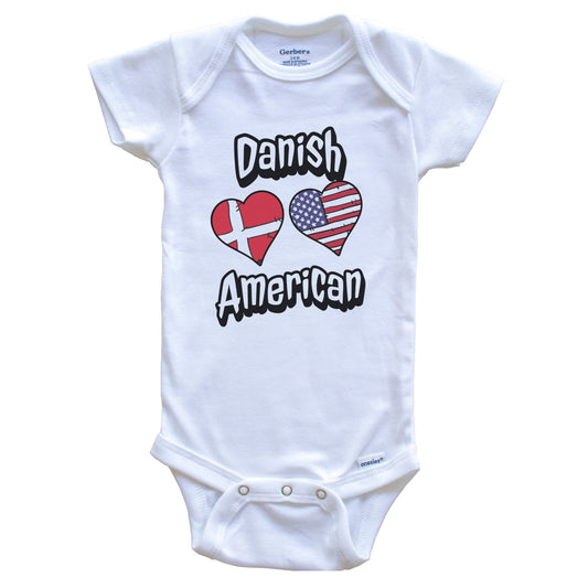 Danish American Flag Hearts Combo Denmark Baby Bodysuit